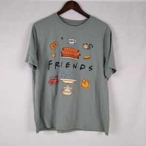 FRIENDS Unisex Green T-Shirt Cute Graphic Print Cartoon, Large